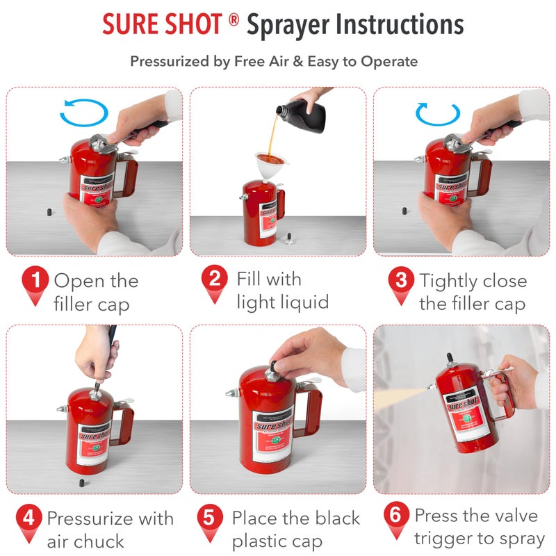 Sure Shot A1000R 1 Quart Enameled Steel Sprayer, Red - Image 4
